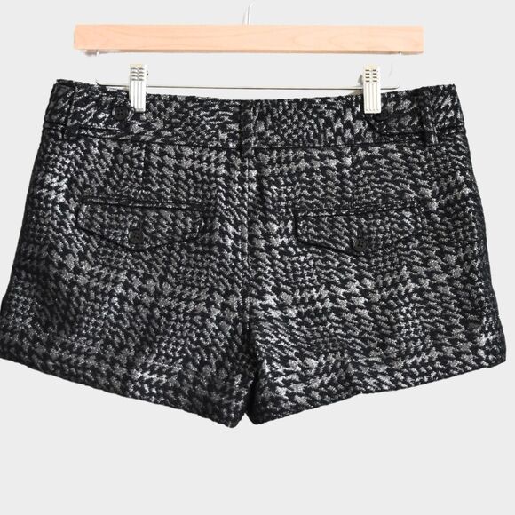 EXPRESS Black & Silver Metallic Houndstooth Short Size 8 - Picture 2 of 7